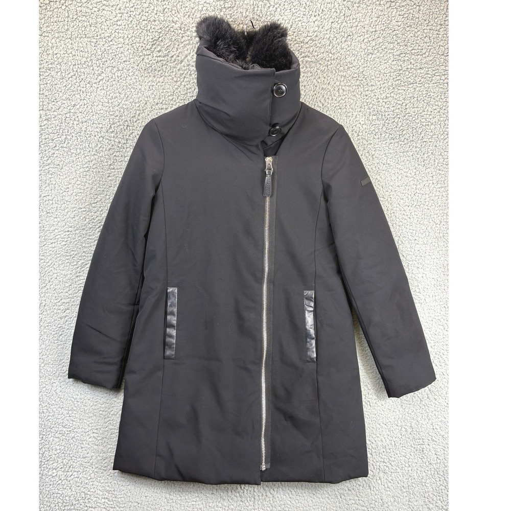 Derek Lam 10 Crosby Faux Fur Trim Parka Coat Womens S Black Winter Jacket